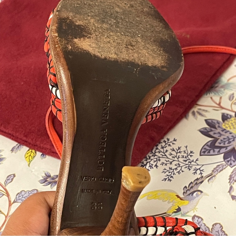 Bottega Veneta Red and White Heeled Sandals Authentic - Picture 6 of 6